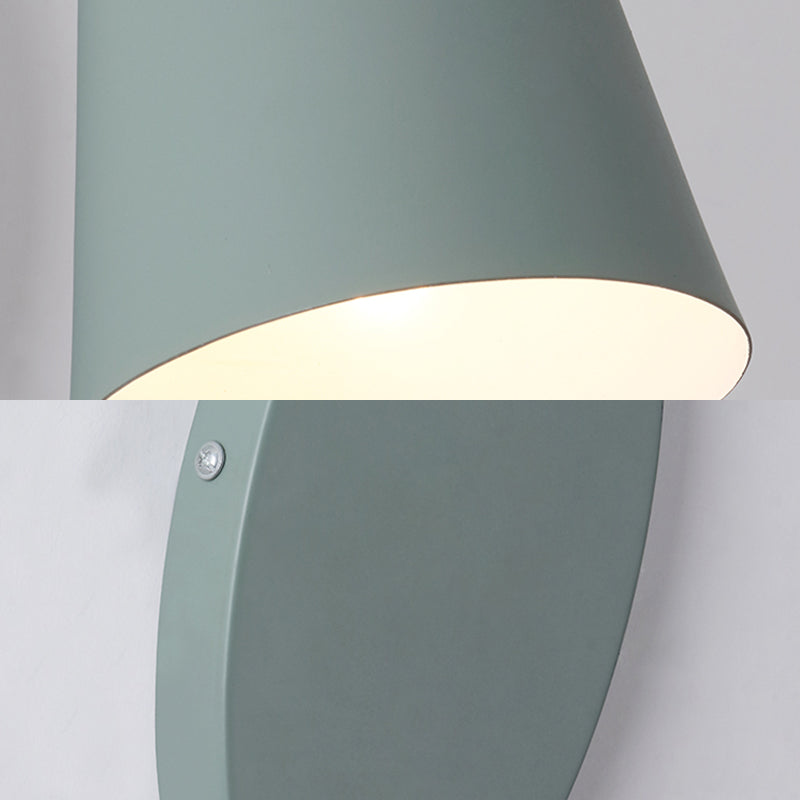 Modern Cone Wall Light 1 Light Wall Mounted Lighting with Metal Shade and Pull Chain in Pink/Yellow/Blue/Green