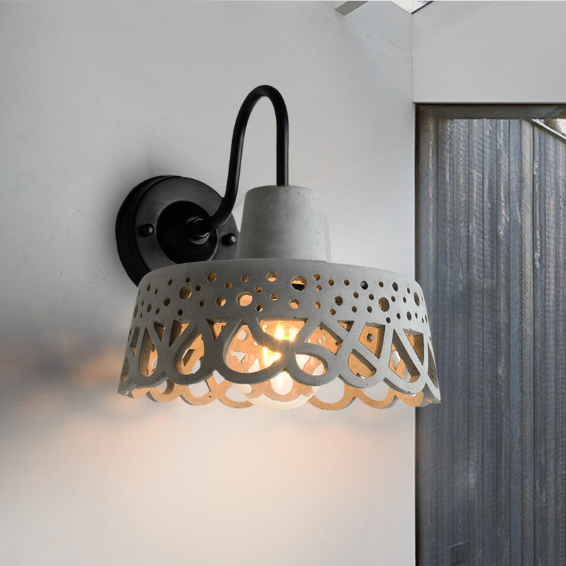 8.5"/9.5"/10" Width Goose Neck Wall Light Modernist Cement 1 Light Wall Mounted Fixture in Gray