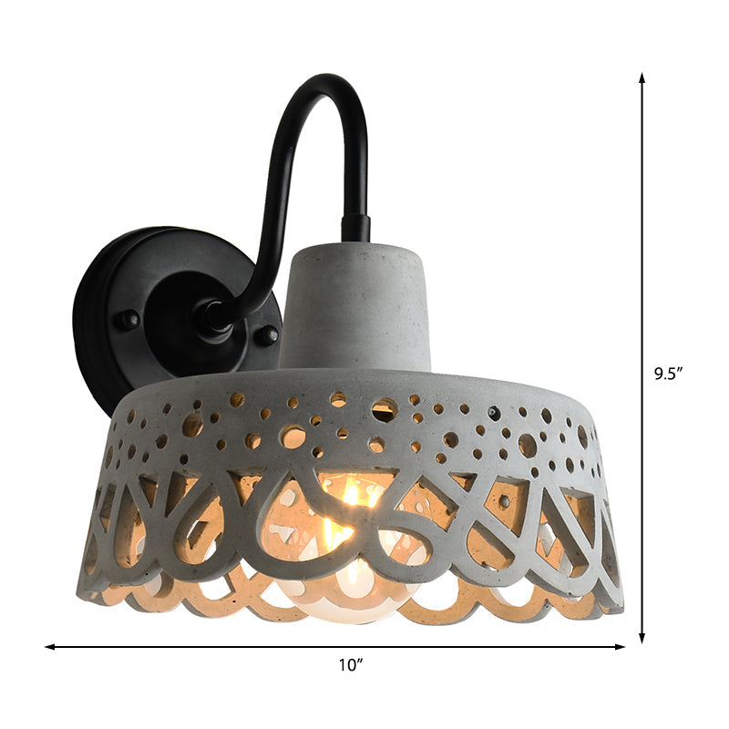 8.5"/9.5"/10" Width Goose Neck Wall Light Modernist Cement 1 Light Wall Mounted Fixture in Gray