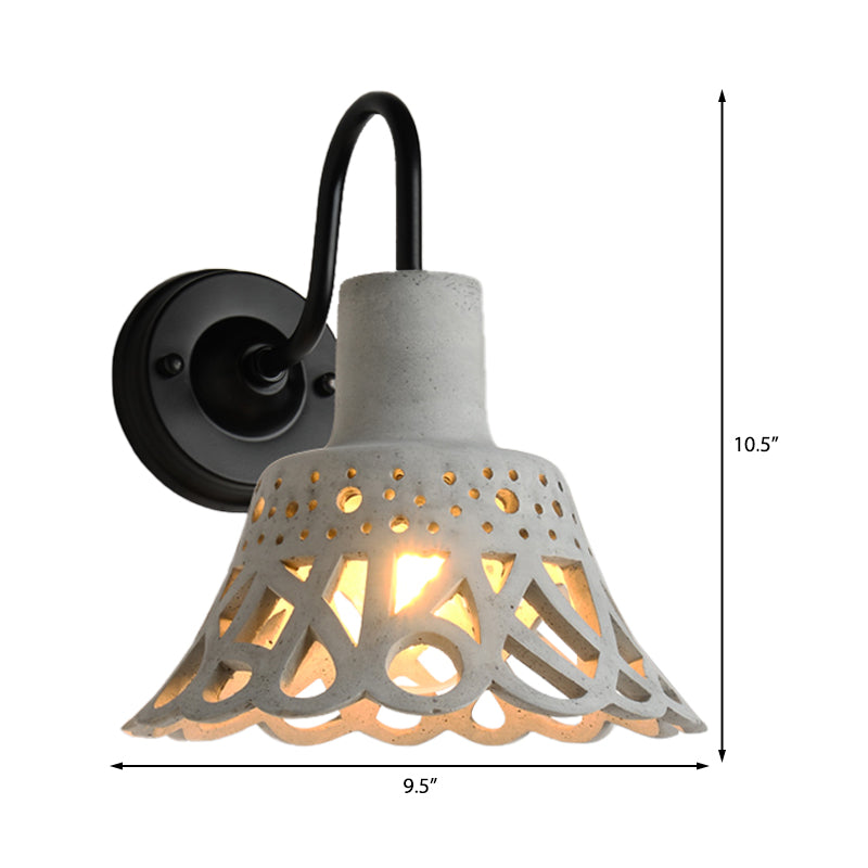 8.5"/9.5"/10" Width Goose Neck Wall Light Modernist Cement 1 Light Wall Mounted Fixture in Gray