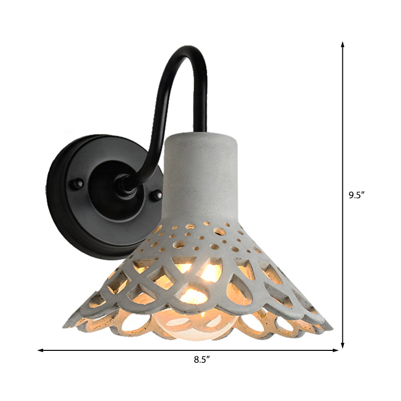 8.5"/9.5"/10" Width Goose Neck Wall Light Modernist Cement 1 Light Wall Mounted Fixture in Gray