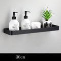 Black bathroom shelf made of space aluminum for wall mounting