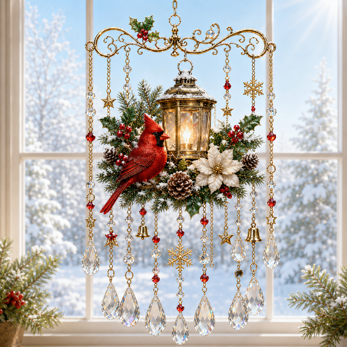 Handmade Christmas Stained Glass Window Hanging