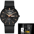 Luxury Men’s Ultra-Thin Waterproof Stainless Steel Quartz Watch – Elegant Date Display Sports Wristwatch