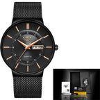 Luxury Men’s Ultra-Thin Waterproof Stainless Steel Quartz Watch – Elegant Date Display Sports Wristwatch