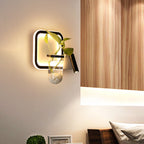 Round/Square Bedroom Wall Lamp Industrial Clear Glass LED Black Wall Lighting in Warm/White Light