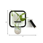 Round/Square Bedroom Wall Lamp Industrial Clear Glass LED Black Wall Lighting in Warm/White Light