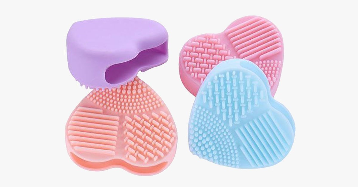 Heart-Shaped Silicone Cosmetic Brush Cleaner Plate Convenient and Easy to Use - Cleans Your Brushes Gently!