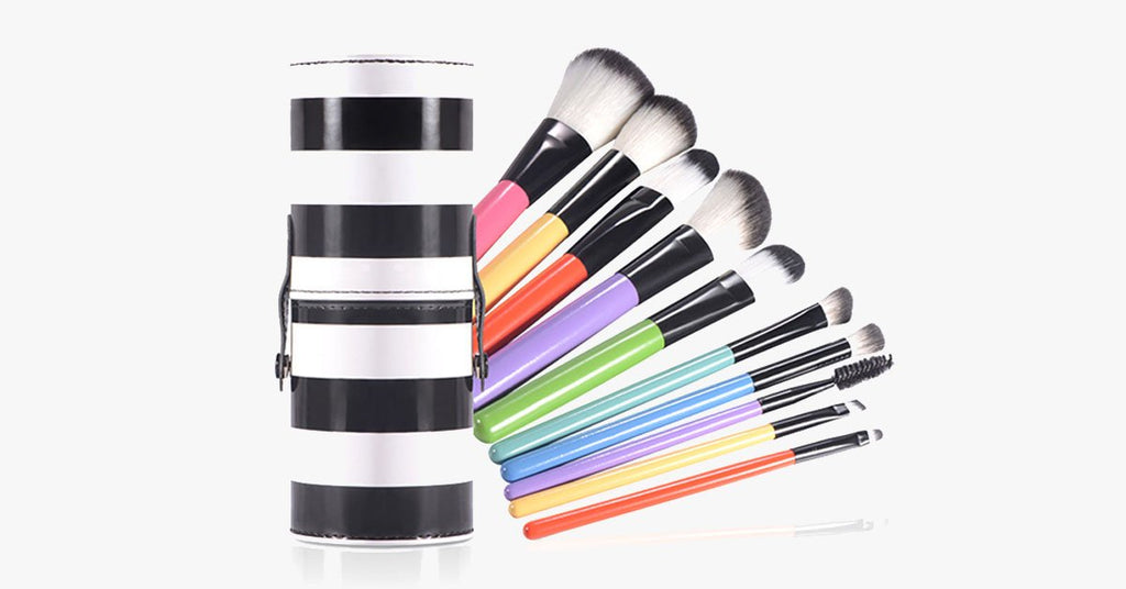 Striped Multicolor Makeup Brush Set – Add a splash of color and professionalism to your makeup set