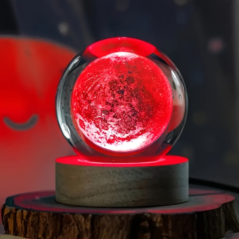 LumiSphere - Luxury 3D Crystal Table Lamp with Wooden Base