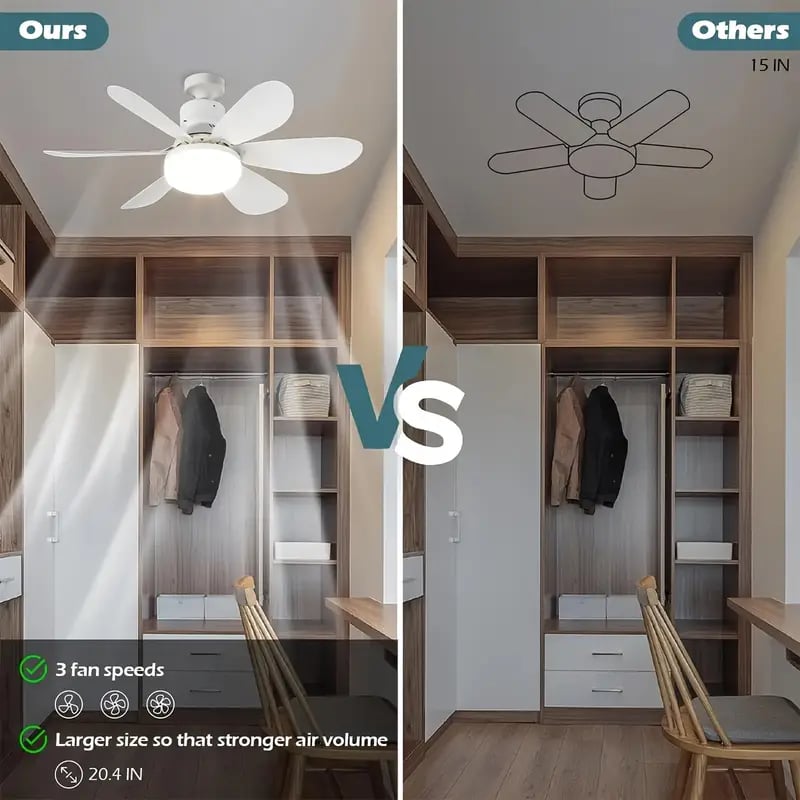 LuxeBreeze Portable Ceiling Fan & Light | Elegant 2-in-1 solution with remote control for comfort and style