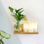 Opal Glass Cylinder Wall Light Industrial 1 Lamp Bedroom LED Wall Lamp in Wood, Left/Right