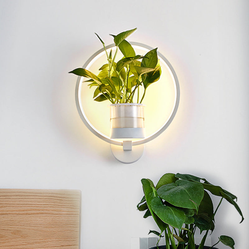 Round/Oval Bedroom Wall Lighting Industrial Metal 1 Lamp Black/White LED Wall Lamp Wall Lamp in Warm/White/3 Color Light