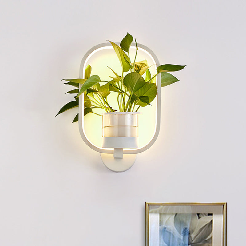 Round/Oval Bedroom Wall Lighting Industrial Metal 1 Lamp Black/White LED Wall Lamp Wall Lamp in Warm/White/3 Color Light