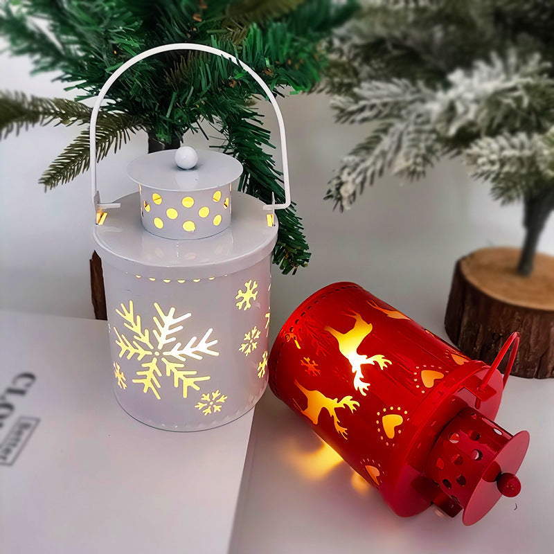 Electronic Christmas Candle with Flickering LED Light – Decorative Iron Candle Holder for Indoor