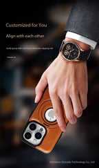 For 17ProMax Magnetic Bracket Phone Case High-end Business Leather Case