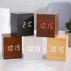 LED wooden clock luminous sound control electronic alarm clock desktop alarm clock