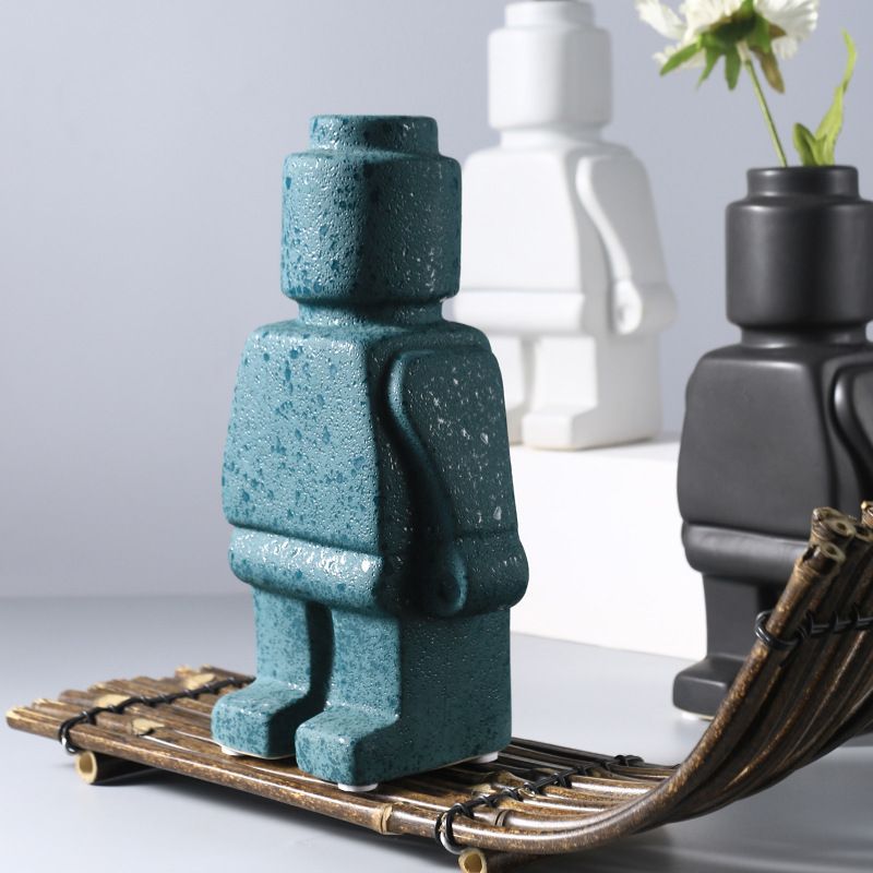 Dried Flower Vase Ornaments Small Robot Single Vase