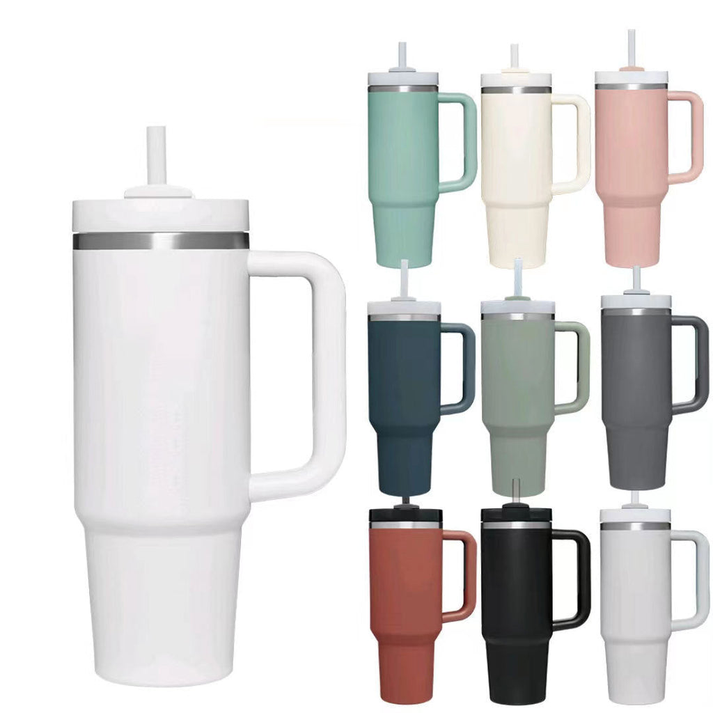 40oz Insulated Tumbler with Handle and Straw