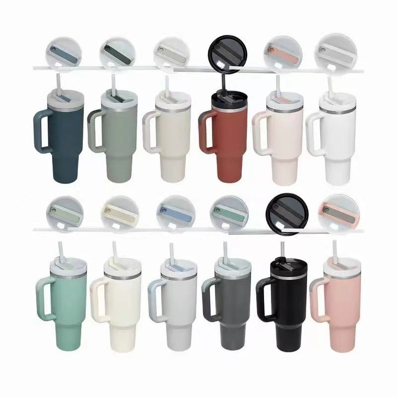 40oz Insulated Tumbler with Handle and Straw