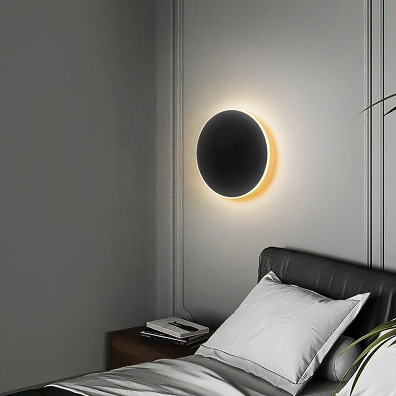 Bedroom bedside lamp corridor staircase entrance induction lamp solar eclipse high-grade round wall lamp