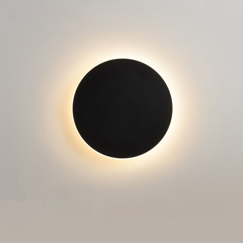 Bedroom bedside lamp corridor staircase entrance induction lamp solar eclipse high-grade round wall lamp