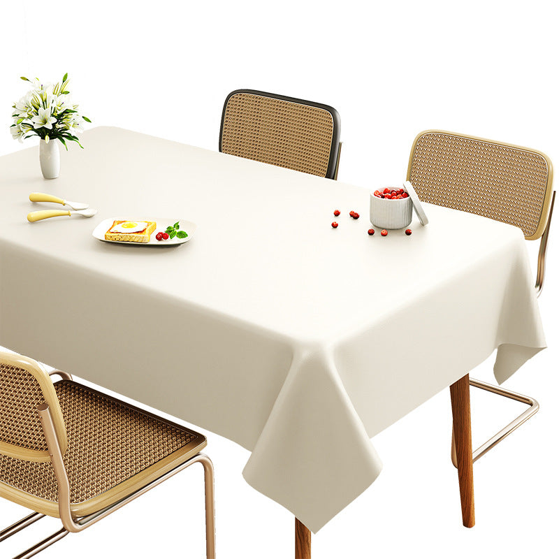 Lambskin Tablecloth Solid Color Wash-Free Oil-Proof Waterproof Light Luxury Coffee Table Table Mat Hot-Resistant Rectangular Tablecloth