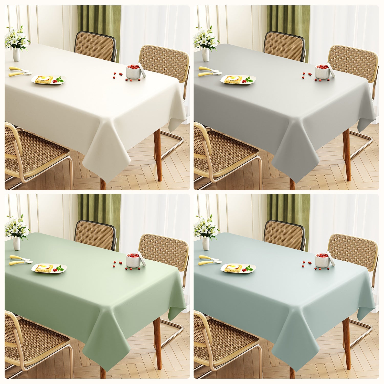 Lambskin Tablecloth Solid Color Wash-Free Oil-Proof Waterproof Light Luxury Coffee Table Table Mat Hot-Resistant Rectangular Tablecloth