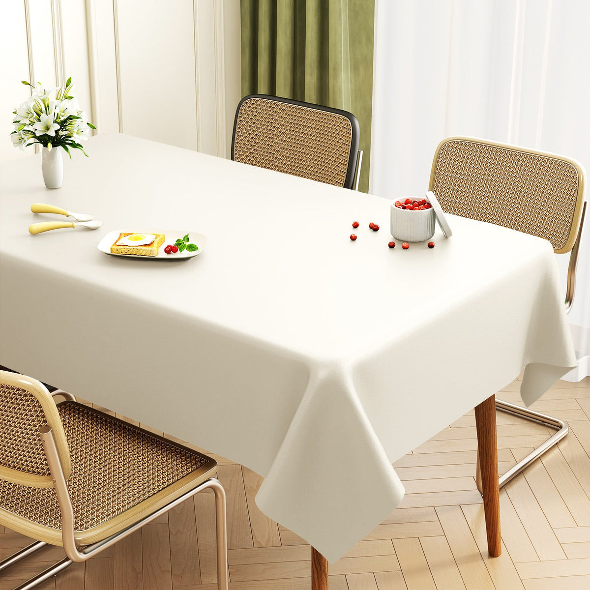 Lambskin Tablecloth Solid Color Wash-Free Oil-Proof Waterproof Light Luxury Coffee Table Table Mat Hot-Resistant Rectangular Tablecloth