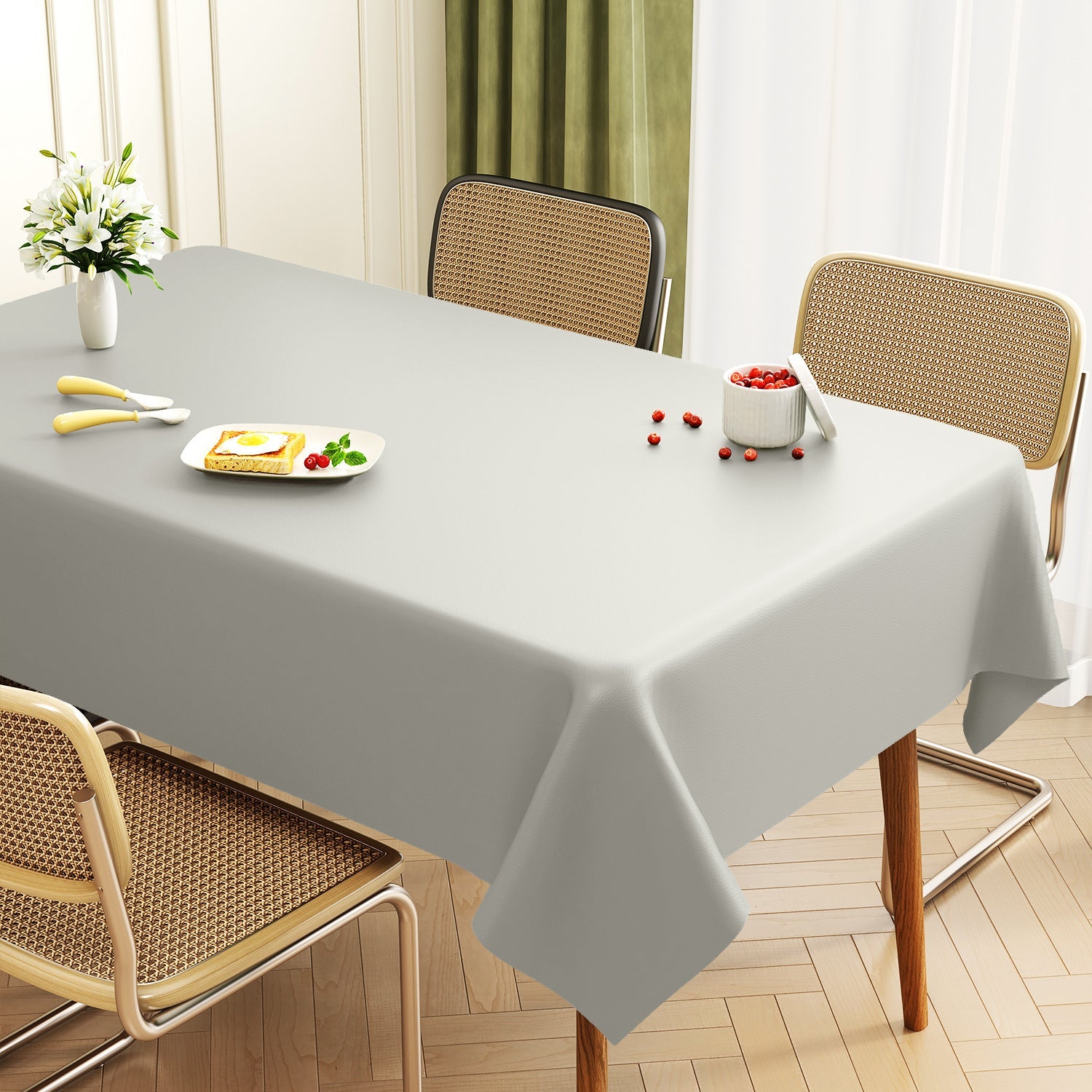 Lambskin Tablecloth Solid Color Wash-Free Oil-Proof Waterproof Light Luxury Coffee Table Table Mat Hot-Resistant Rectangular Tablecloth