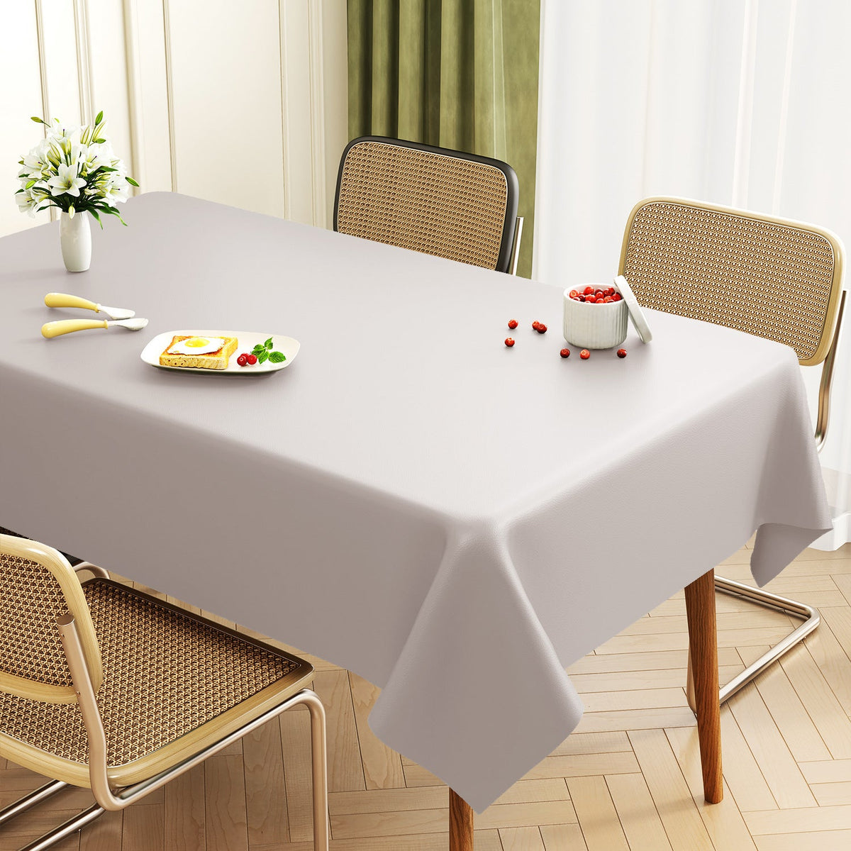 Lambskin Tablecloth Solid Color Wash-Free Oil-Proof Waterproof Light Luxury Coffee Table Table Mat Hot-Resistant Rectangular Tablecloth