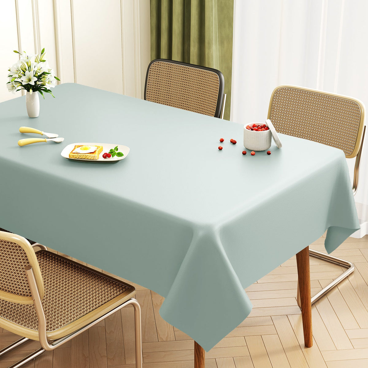 Lambskin Tablecloth Solid Color Wash-Free Oil-Proof Waterproof Light Luxury Coffee Table Table Mat Hot-Resistant Rectangular Tablecloth