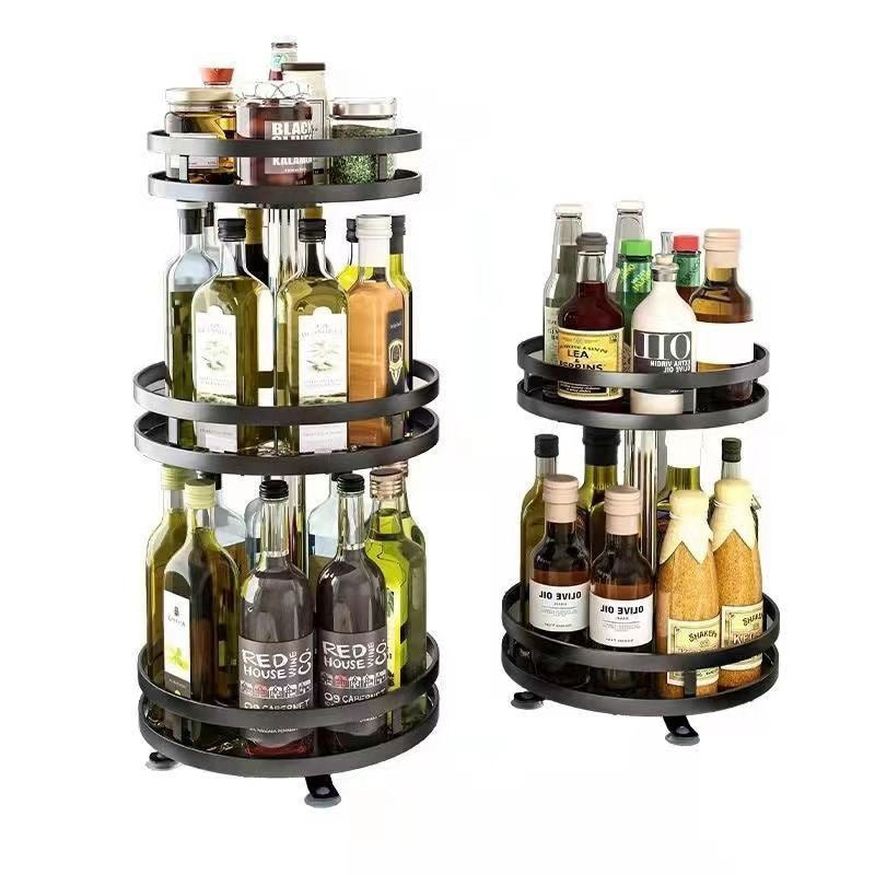 360-Degree Rotating Kitchen Spice Rack for Oil, Salt and Sauces