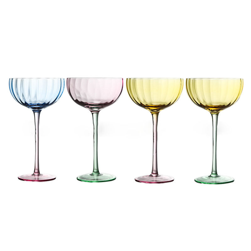 Wind-patterned ice cream cup, creative pumpkin-patterned cocktail glass, color-blocked vertical striped wine glass.