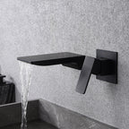 Creative wall type waterfall faucet all copper black wash basin cold and hot embedded basin concealed faucet
