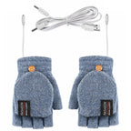 Winter half finger gloves monochrome flip winter wool warm half gray open finger gloves for men and women USB heating