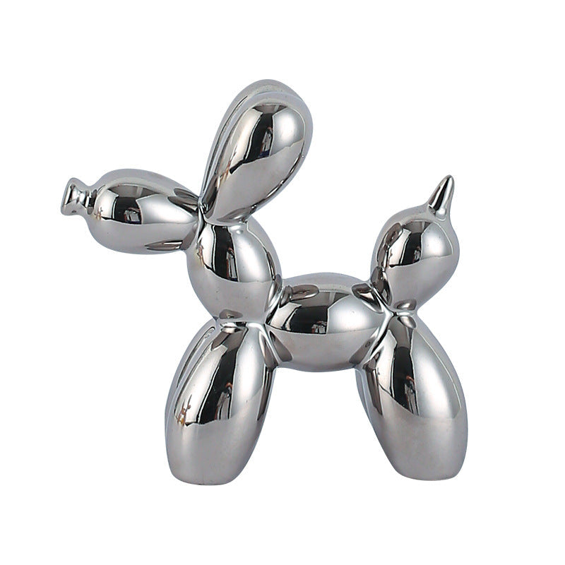Light Luxury Home Desktop Ornaments Electroplated Blow Dog Ceramic Living Room Entrance Wine Cabinet Cartoon Doll Decorations