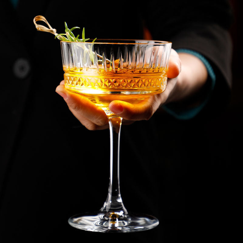 AiLiXiya Cocktail Goblet Court Carved Bartender Goblet Classical Martini Goblet Champagne Goblet