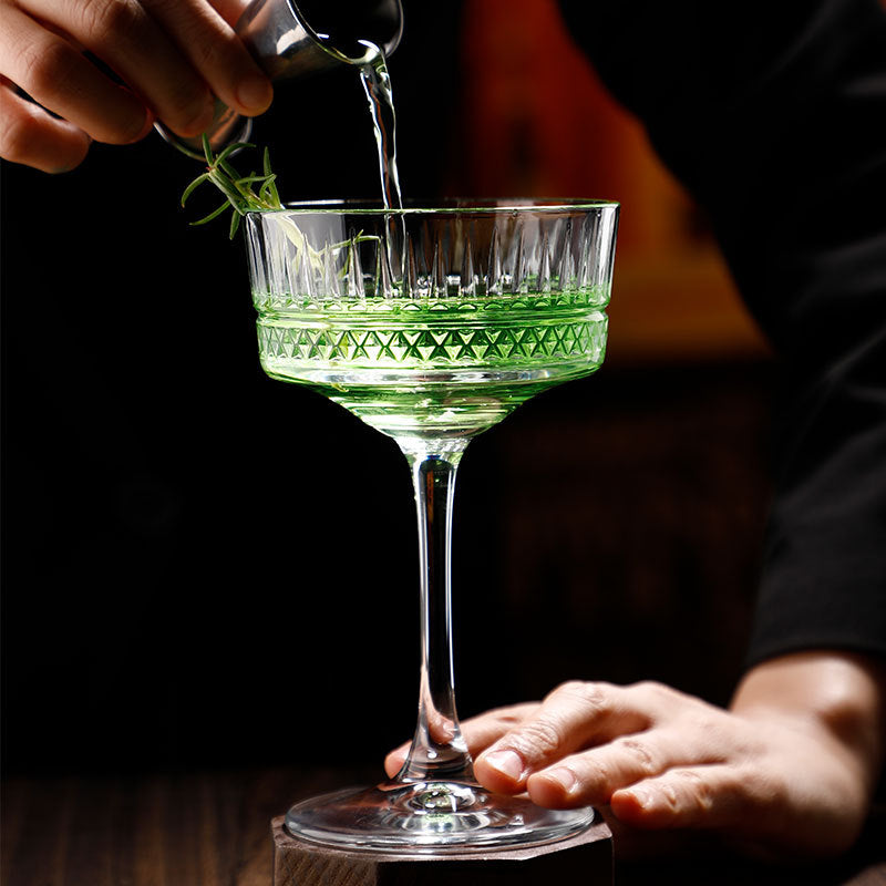 AiLiXiya Cocktail Goblet Court Carved Bartender Goblet Classical Martini Goblet Champagne Goblet