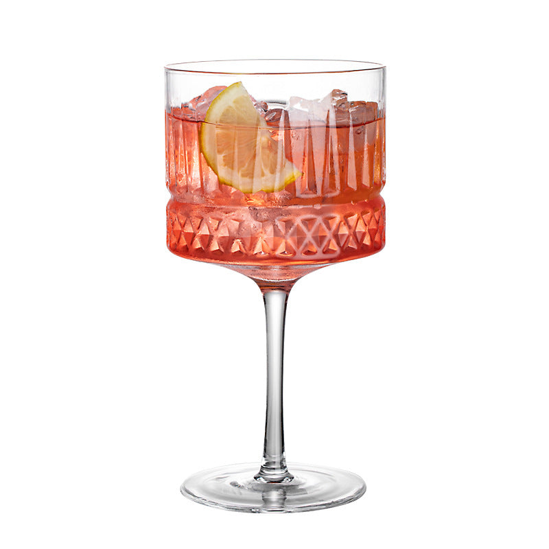 AiLiXiya Cocktail Goblet Court Carved Bartender Goblet Classical Martini Goblet Champagne Goblet