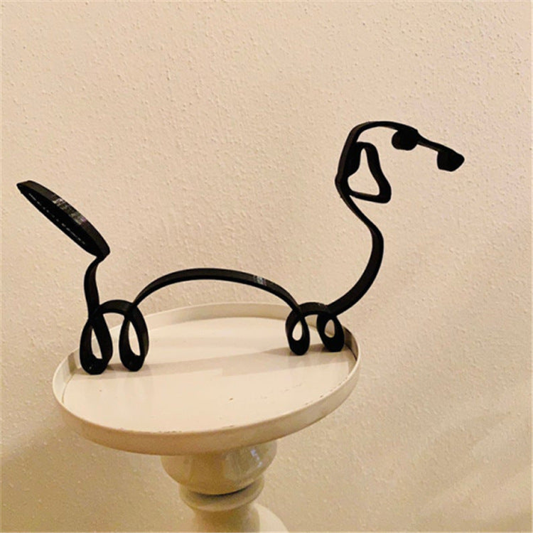 Simple Metal Dog Art Sculpture Ornaments Home Decoration
