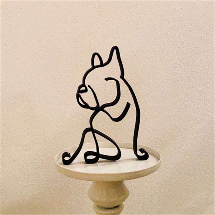 Simple Metal Dog Art Sculpture Ornaments Home Decoration