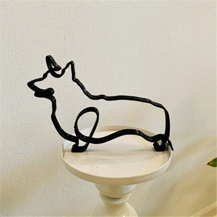 Simple Metal Dog Art Sculpture Ornaments Home Decoration