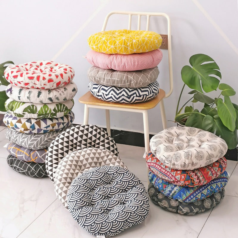 Round Cotton Linen Cushion Round Sofa Chair Cushion Futon Cushion Modern Simple