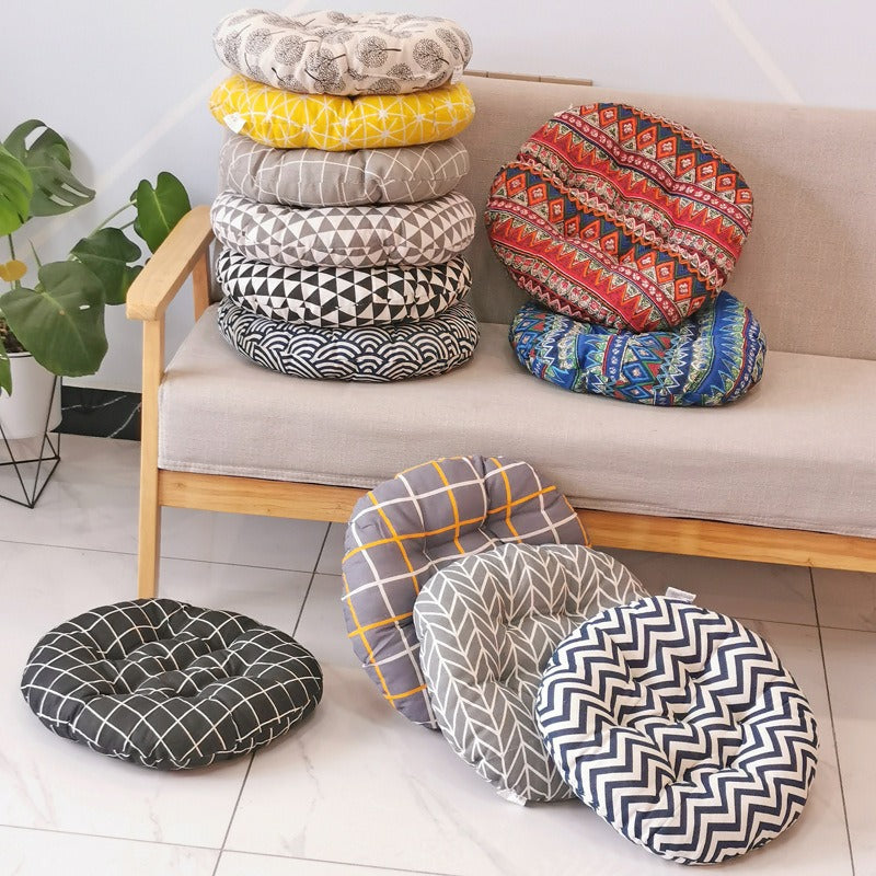 Round Cotton Linen Cushion Round Sofa Chair Cushion Futon Cushion Modern Simple