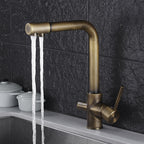 All-copper three-use faucet three-in-one kitchen dish basin hot and cold sink rotating clean water direct drink European gold