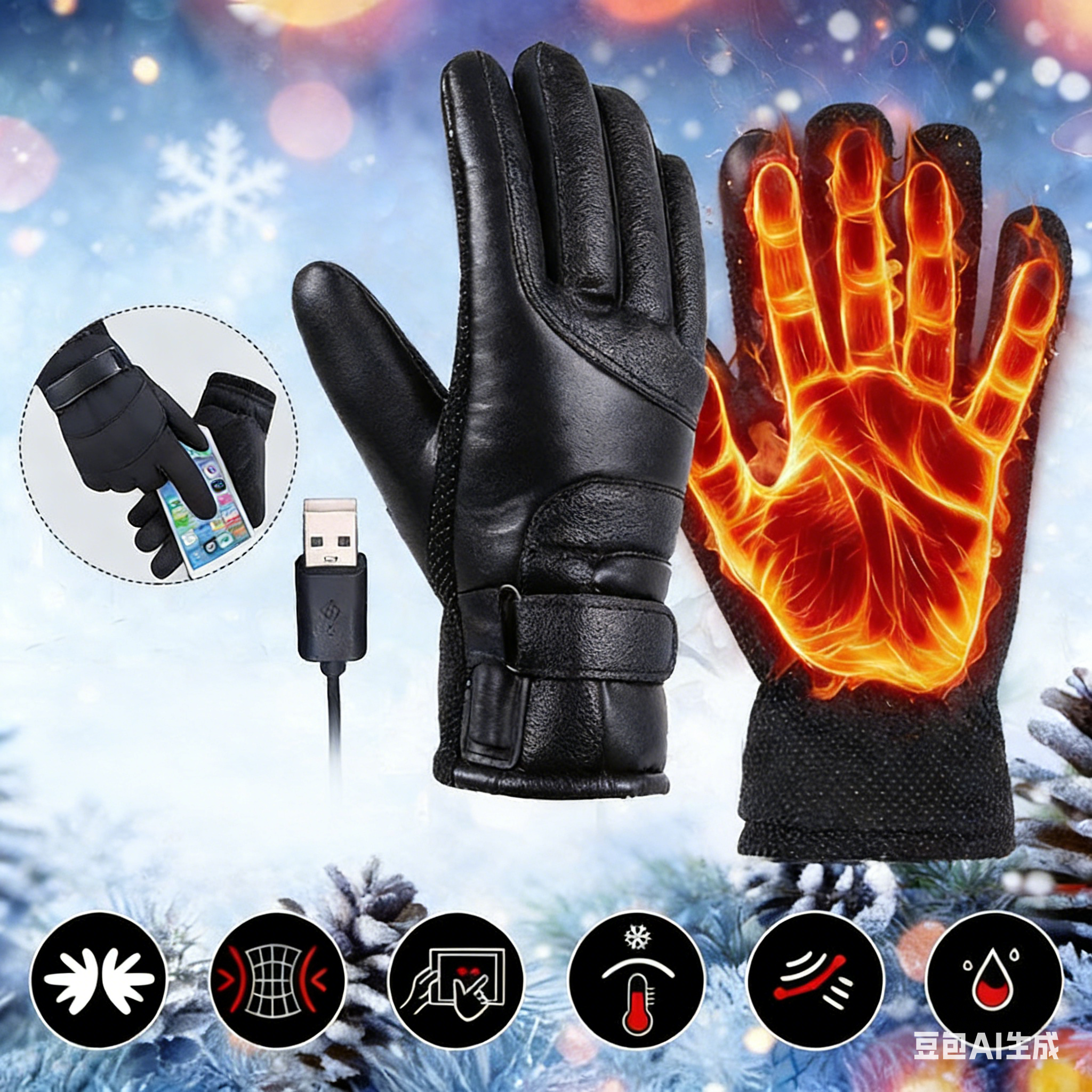 丨 USB Heated Windproof Gloves