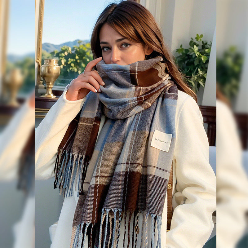 Vintage Tassel Plaid Scarf|Women's Warm Fashion Shawl