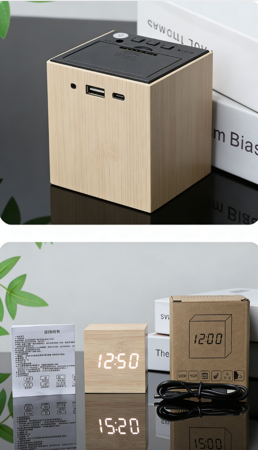 BowLtt|Square Digital Clock Thermometer(Material: Sleek Body; Function: Time Display Temperature Monitoring; Application: Bedside Placement, Home Decoration)