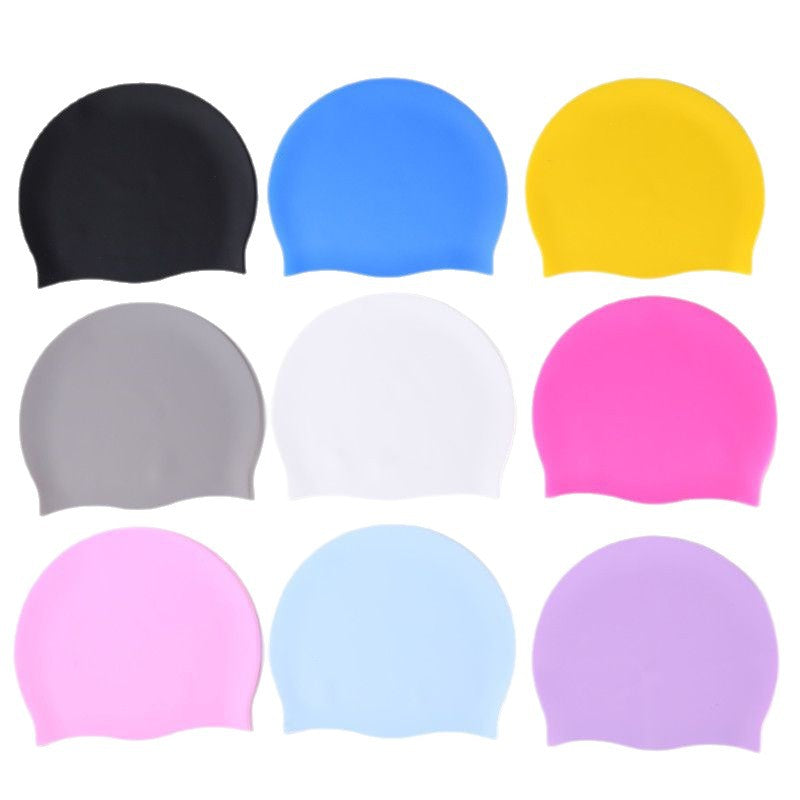 High Elastic Solid Silicone Swim Cap | New Kids Adult Universal Waterproof No Pinch Swimming Cap